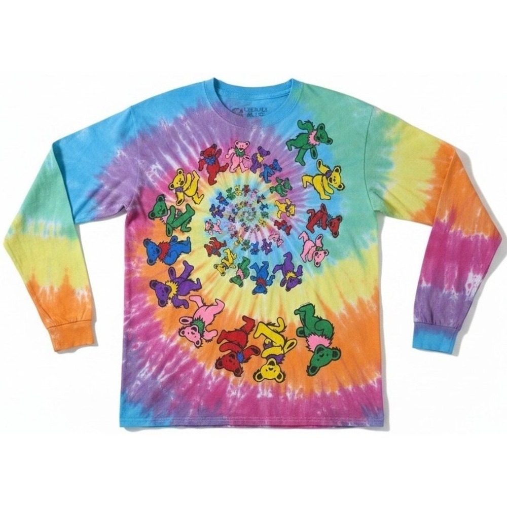VTG Liquid Blue Grateful Dead Tie Dye Dancing Bears Long Sleeve T-Shirt Medium